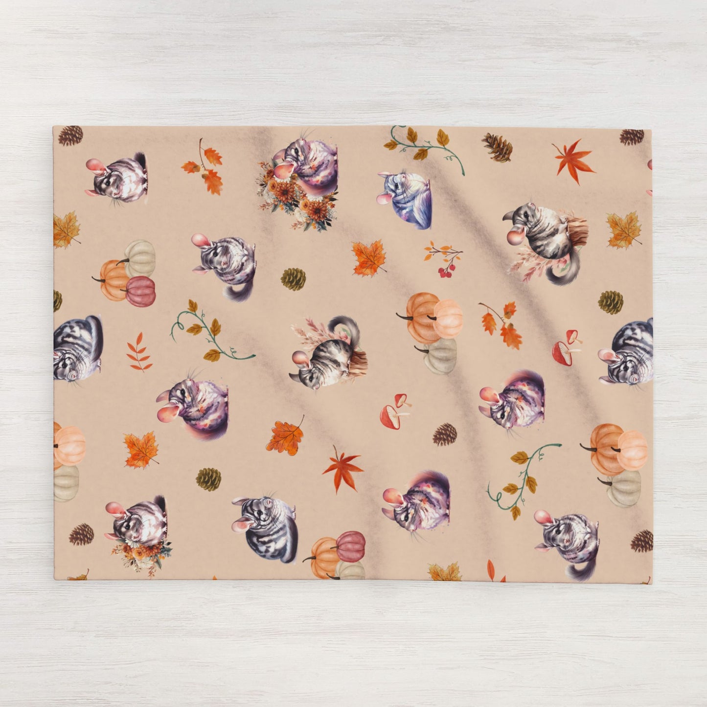 Chinchilla Themed Fleece Blanket, Warm Autumn Decor, Snuggle Blanket, Autumn Blanket, Home Comfort
