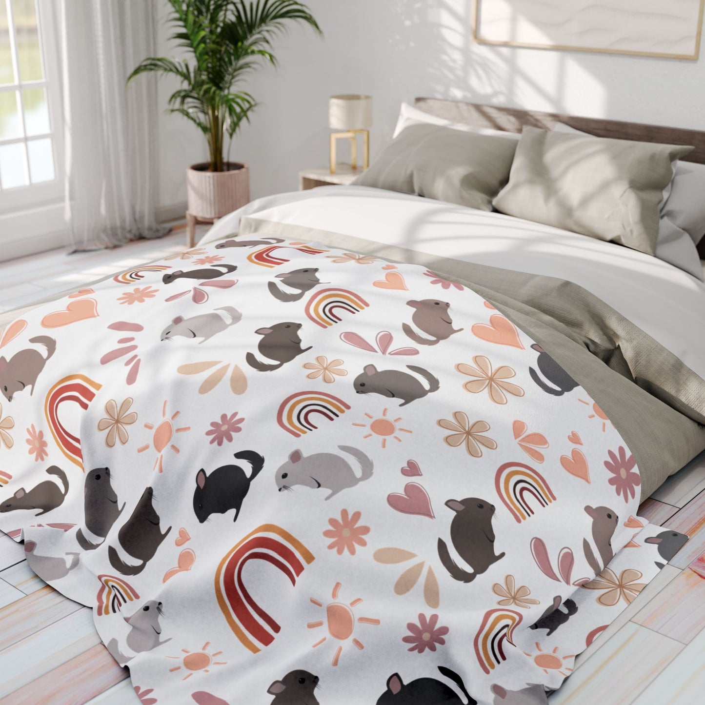Cozy Fleece Blanket with Cute Chinchilla, Snuggly Throw, Perfect for Pet Lovers, Kids Room Decor, Gift for All Occasions