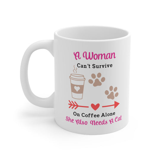 Cat & Coffee Mug - 11oz, 15oz - Cat Mug, Cat Gift, Cat Mom, Cat Mum
