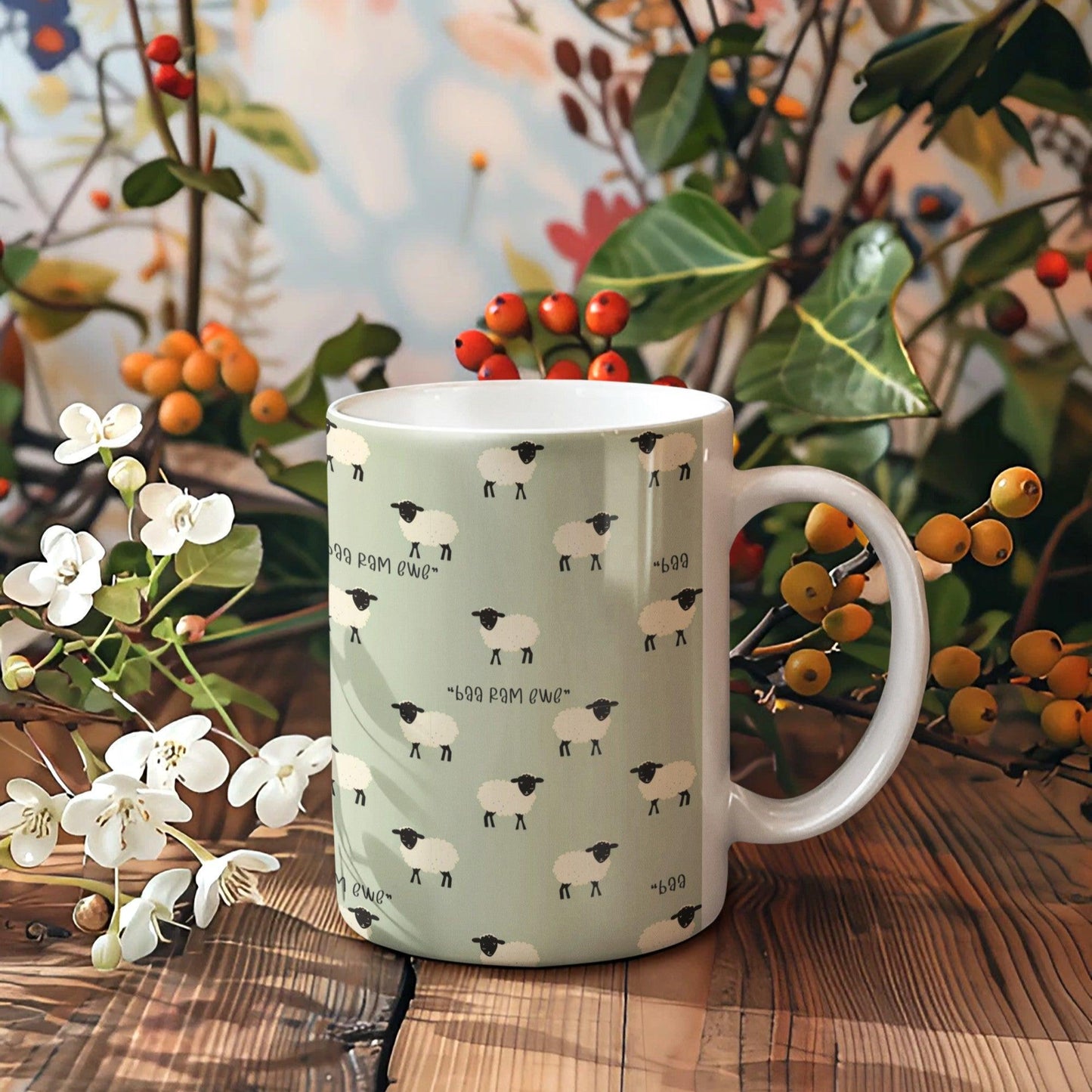 Sheep Mug "Baa Ram Ewe" Babe The Pig - 11oz, 15oz - mug gift, farmer gift, farmer mug, sheep gift