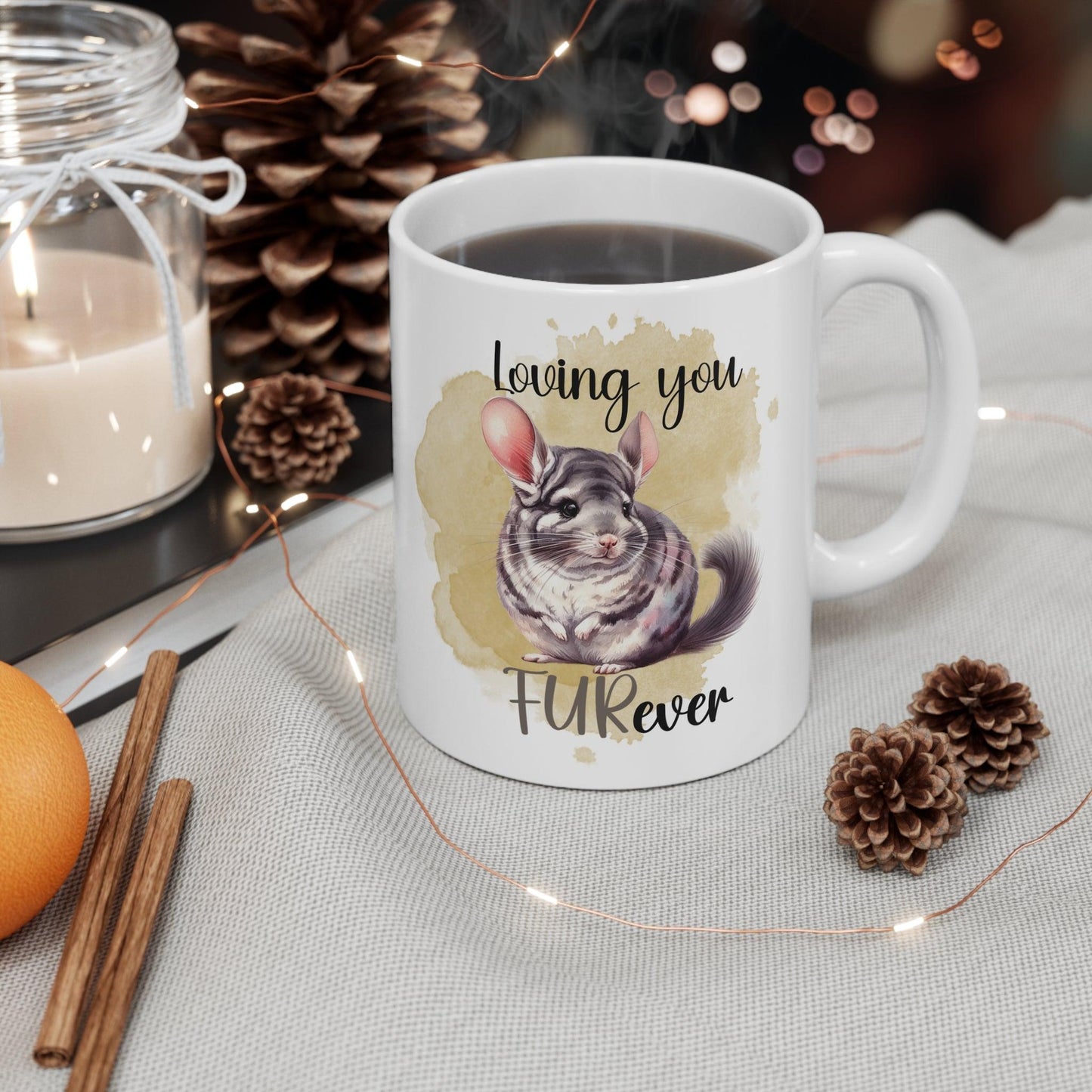 Chinchilla Love Furever Mug - 11oz, 15oz - Chinchilla Mug, Chinchilla Gift