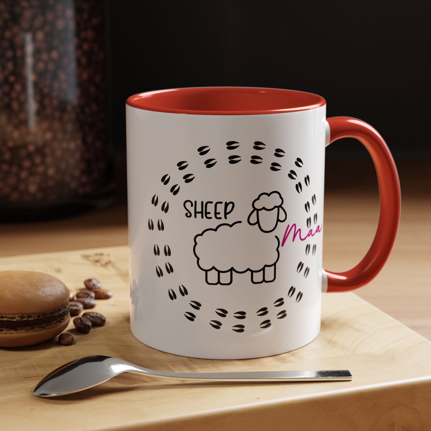 Sheep Maaa Mug – Farm Life, for Women, Shepherdesses & Sheep Lovers, Colour Rim