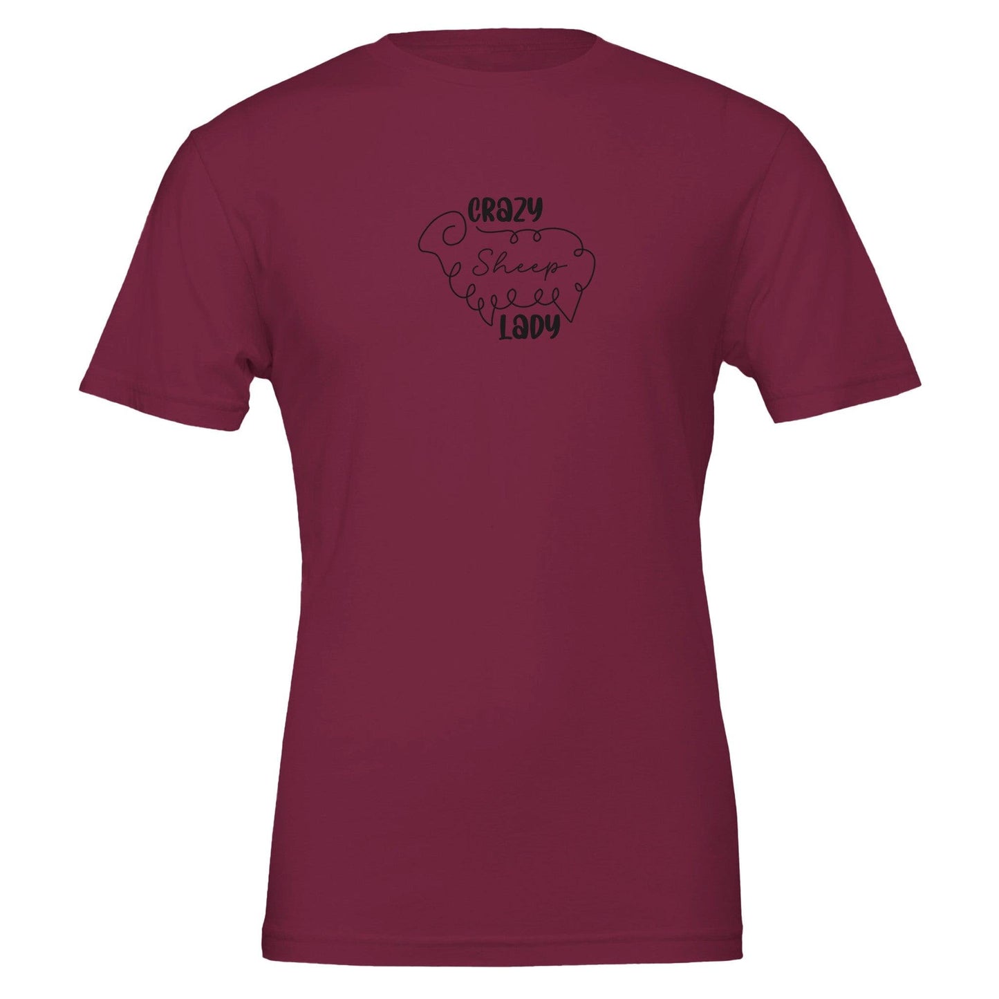 Crazy sheep lady t-shirt burgundy