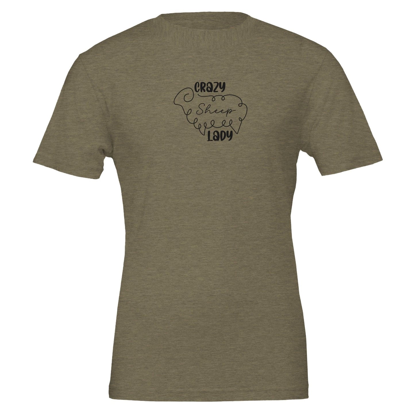 Crazy sheep lady t-shirt burgundy heather military green