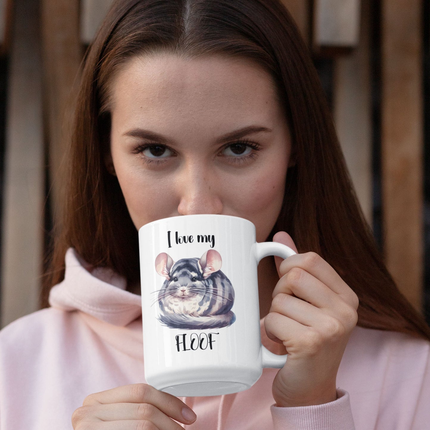 Chinchilla mug, I Love My Floof, 11oz chinchilla lover gift