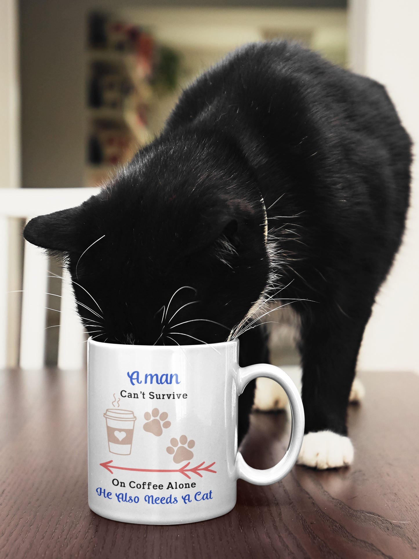 Cat dad coffee mug, man and coffee cat gift idea 11oz