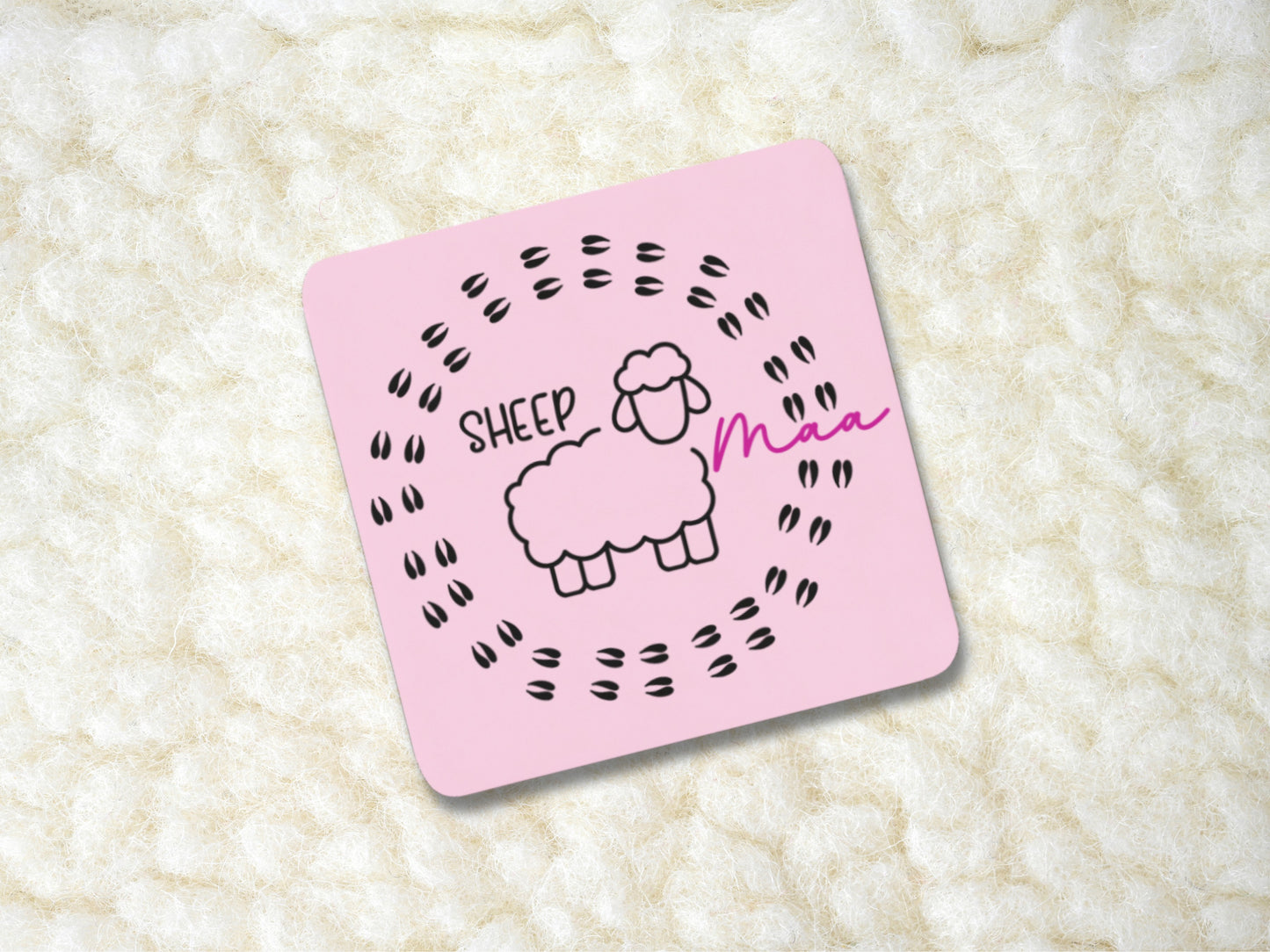 Sheep Maa Coaster Pink, Sheep mom gift, sheep lover coaster