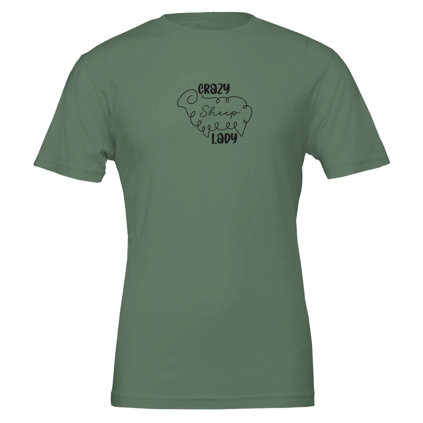 crazy sheep lady t-shirt green