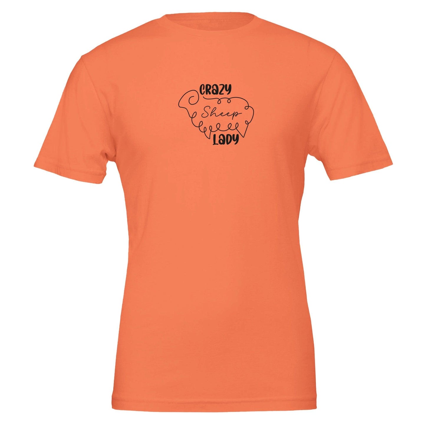 crazy sheep lady t-shirt orange