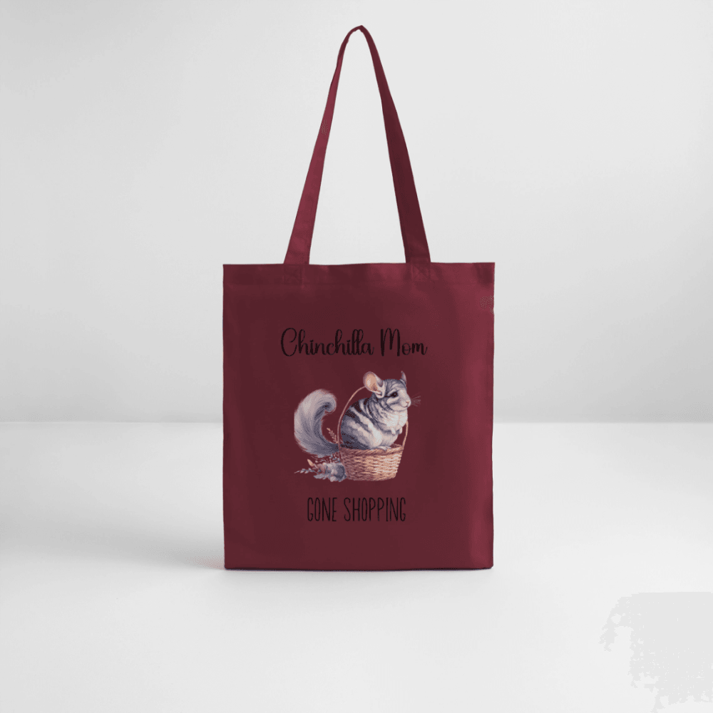 Chinchilla Mom 'Gone Shopping' Tote Bag - burgundy