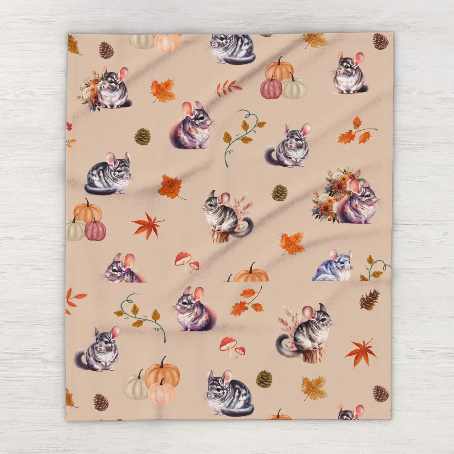 Chinchilla Themed Fleece Blanket, Warm Autumn Decor, Snuggle Blanket, Autumn Blanket, Home Comfort