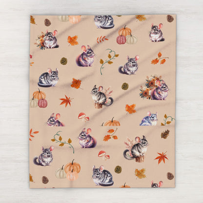 Chinchilla Themed Fleece Blanket, Warm Autumn Decor, Snuggle Blanket, Autumn Blanket, Home Comfort