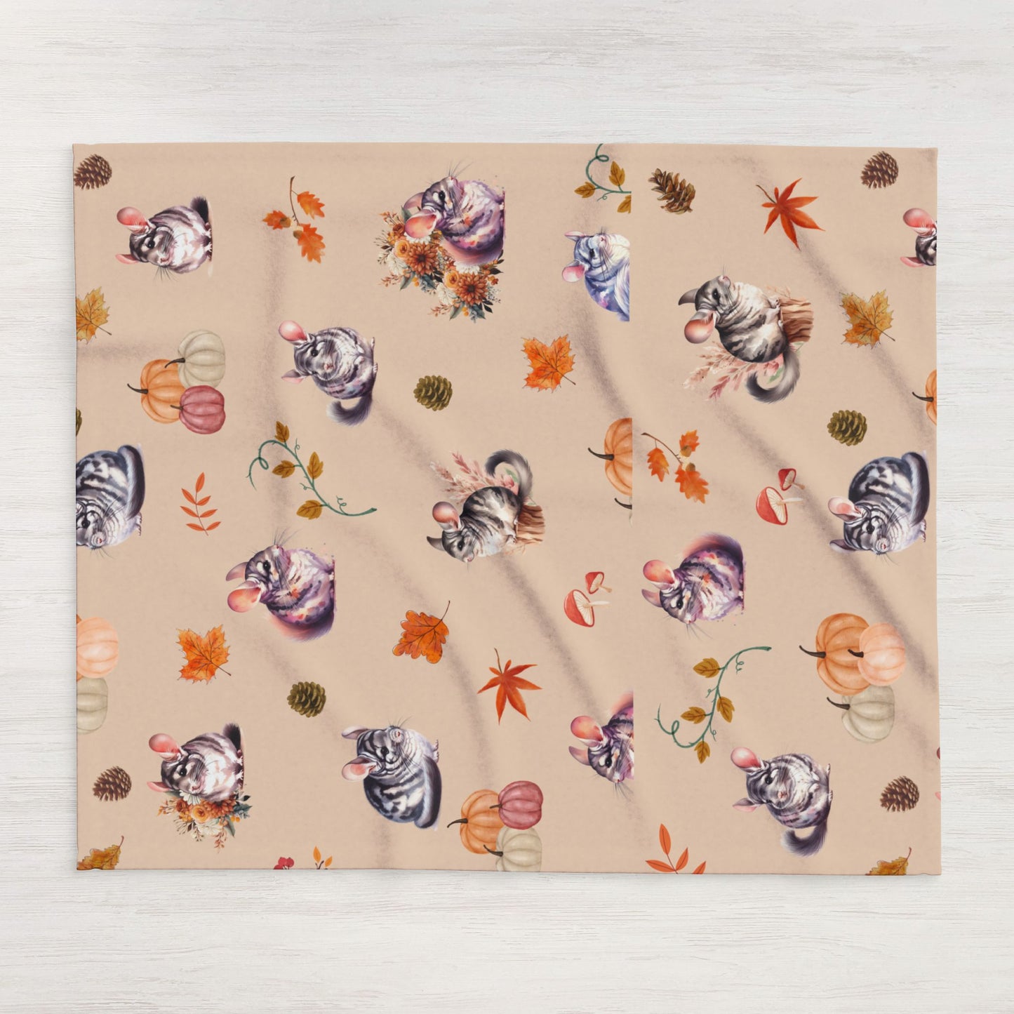 Chinchilla Themed Fleece Blanket, Warm Autumn Decor, Snuggle Blanket, Autumn Blanket, Home Comfort