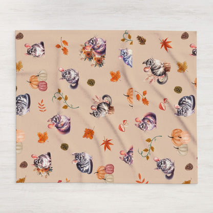 Chinchilla Themed Fleece Blanket, Warm Autumn Decor, Snuggle Blanket, Autumn Blanket, Home Comfort