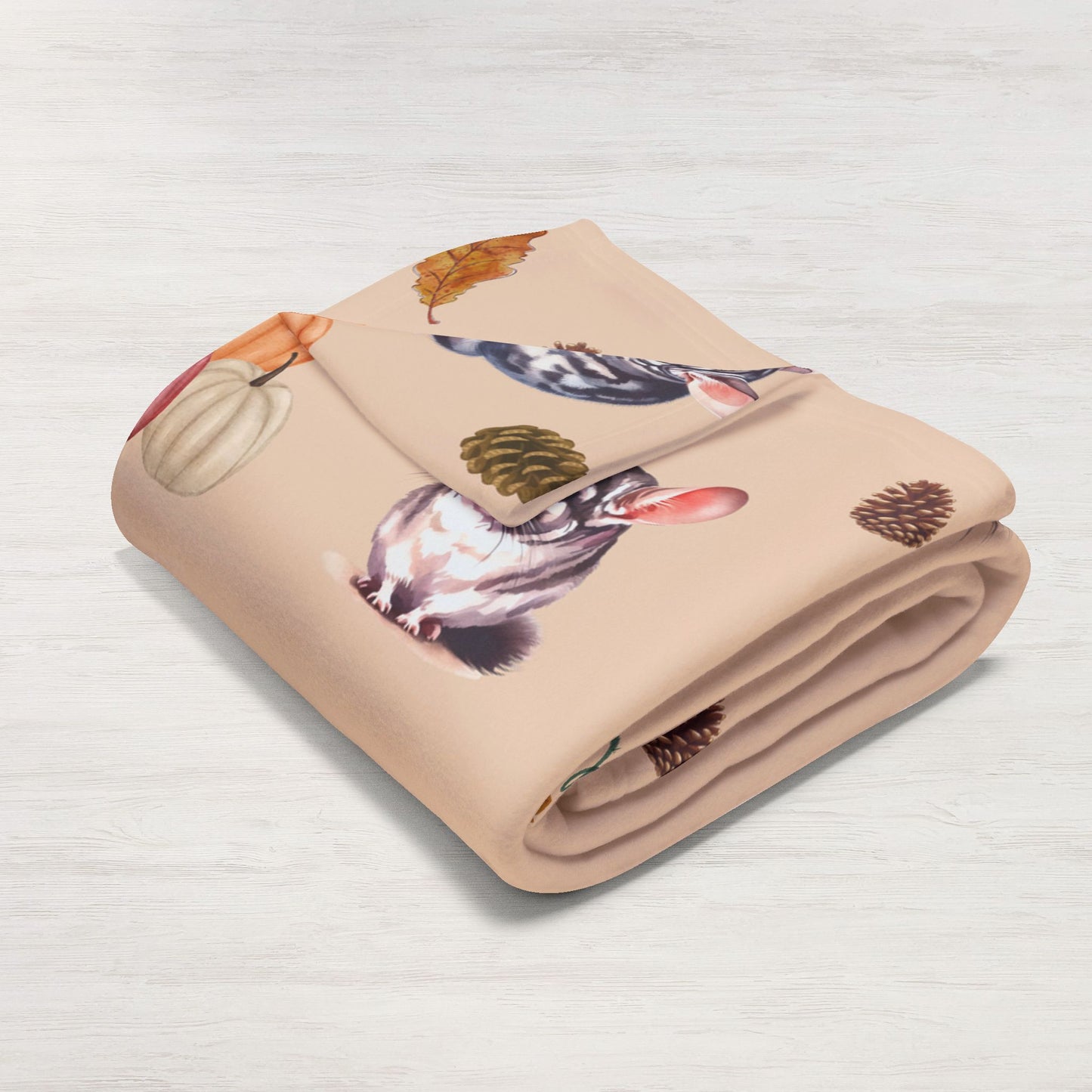 Chinchilla Themed Fleece Blanket, Warm Autumn Decor, Snuggle Blanket, Autumn Blanket, Home Comfort