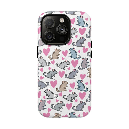 iPhone Magnetic Case - Pink Love Hearts and Chinchilla Illustrations