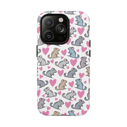 iPhone Magnetic Case - Pink Love Hearts and Chinchilla Illustrations