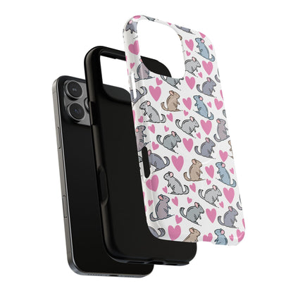 iPhone Magnetic Case - Pink Love Hearts and Chinchilla Illustrations