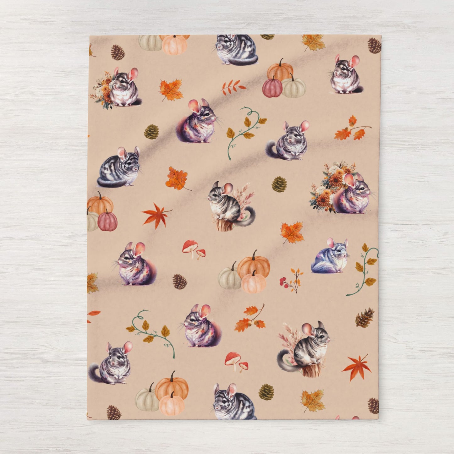 Chinchilla Themed Fleece Blanket, Warm Autumn Decor, Snuggle Blanket, Autumn Blanket, Home Comfort