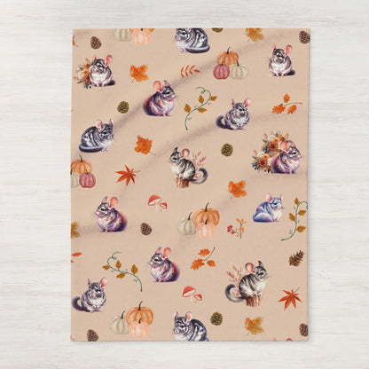 Chinchilla Themed Fleece Blanket, Warm Autumn Decor, Snuggle Blanket, Autumn Blanket, Home Comfort