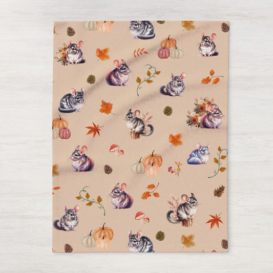 Chinchilla Themed Fleece Blanket, Warm Autumn Decor, Snuggle Blanket, Autumn Blanket, Home Comfort
