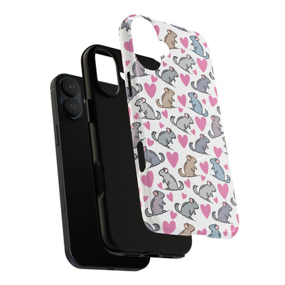 iPhone Magnetic Case - Pink Love Hearts and Chinchilla Illustrations