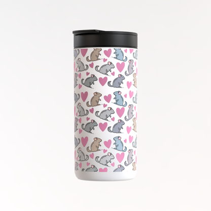 Chinchilla Thermos Flask – Eco-Friendly Reusable Travel Mug with Cute Chinchilla & Heart Pattern (400ml)