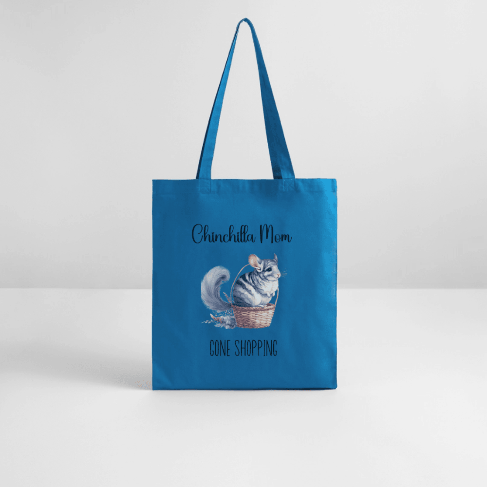 Chinchilla Mom 'Gone Shopping' Tote Bag - royal blue