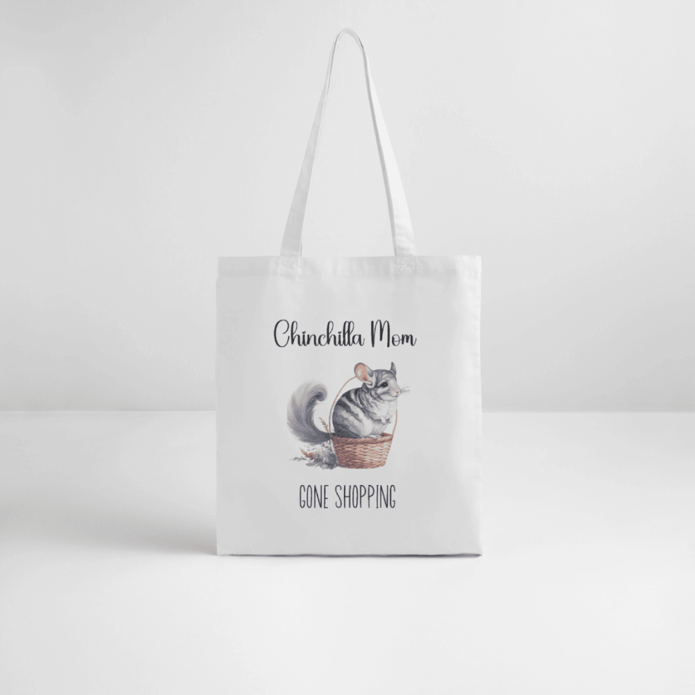 Chinchilla Mom 'Gone Shopping' Tote Bag - white