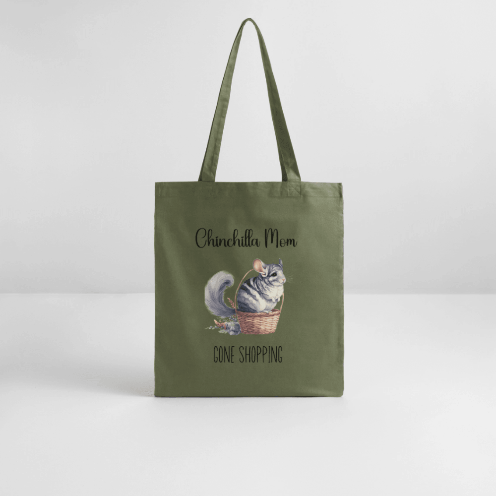 Chinchilla Mom 'Gone Shopping' Tote Bag - khaki