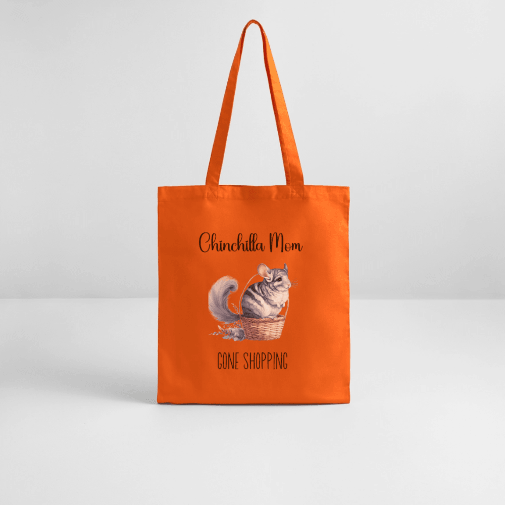 Chinchilla Mom 'Gone Shopping' Tote Bag - bright orange