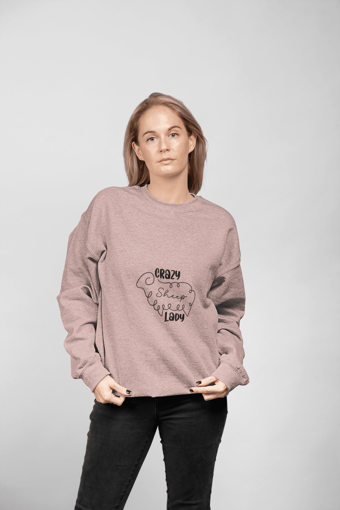 Sheep Sweatshirt - Crazy Sheep Lady Outline Design