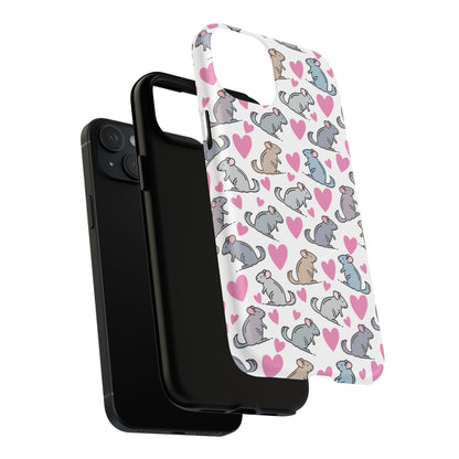 iPhone Magnetic Case - Pink Love Hearts and Chinchilla Illustrations
