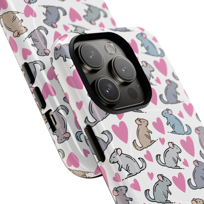iPhone Magnetic Case - Pink Love Hearts and Chinchilla Illustrations