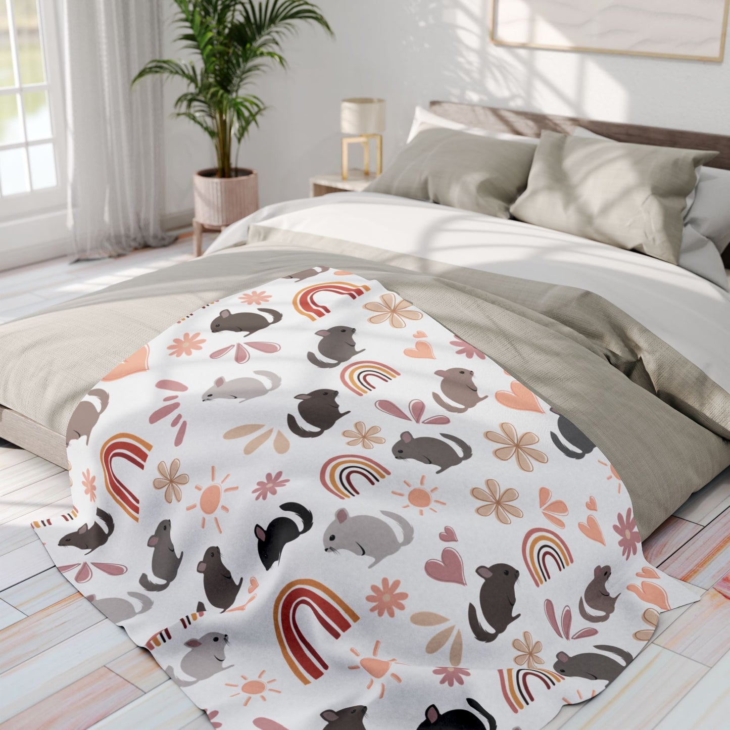Cozy Fleece Blanket with Cute Chinchilla, Snuggly Throw, Perfect for Pet Lovers, Kids Room Decor, Gift for All Occasions