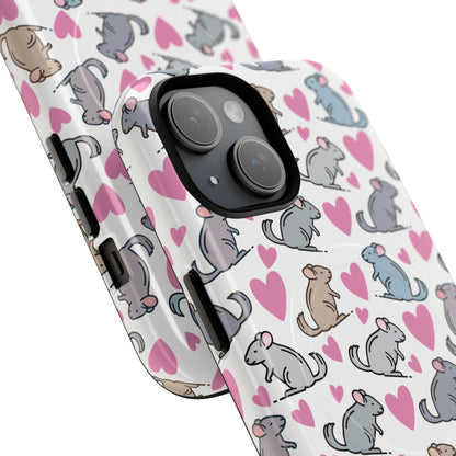 iPhone Magnetic Case - Pink Love Hearts and Chinchilla Illustrations