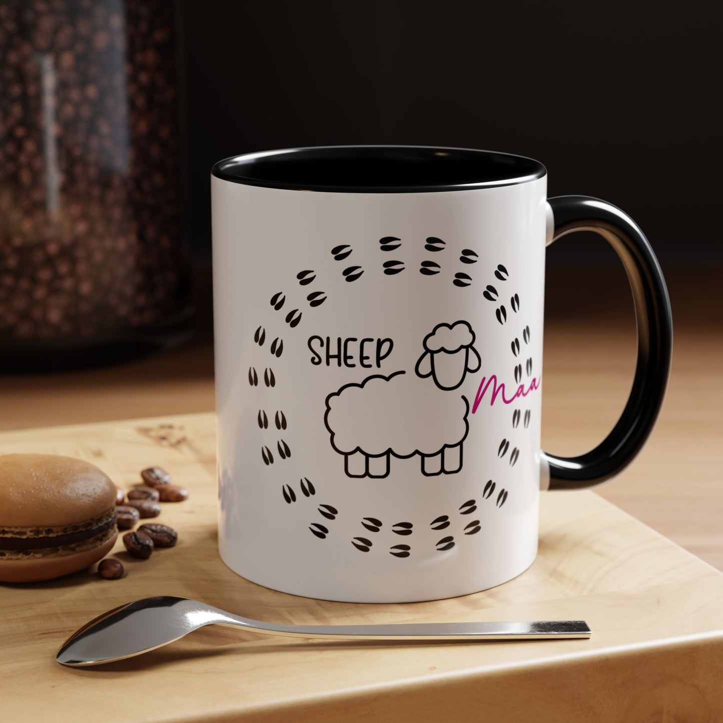 Sheep Maaa Mug – Farm Life, for Women, Shepherdesses & Sheep Lovers, Colour Rim