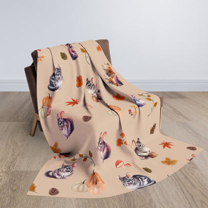 Chinchilla Themed Fleece Blanket, Warm Autumn Decor, Snuggle Blanket, Autumn Blanket, Home Comfort