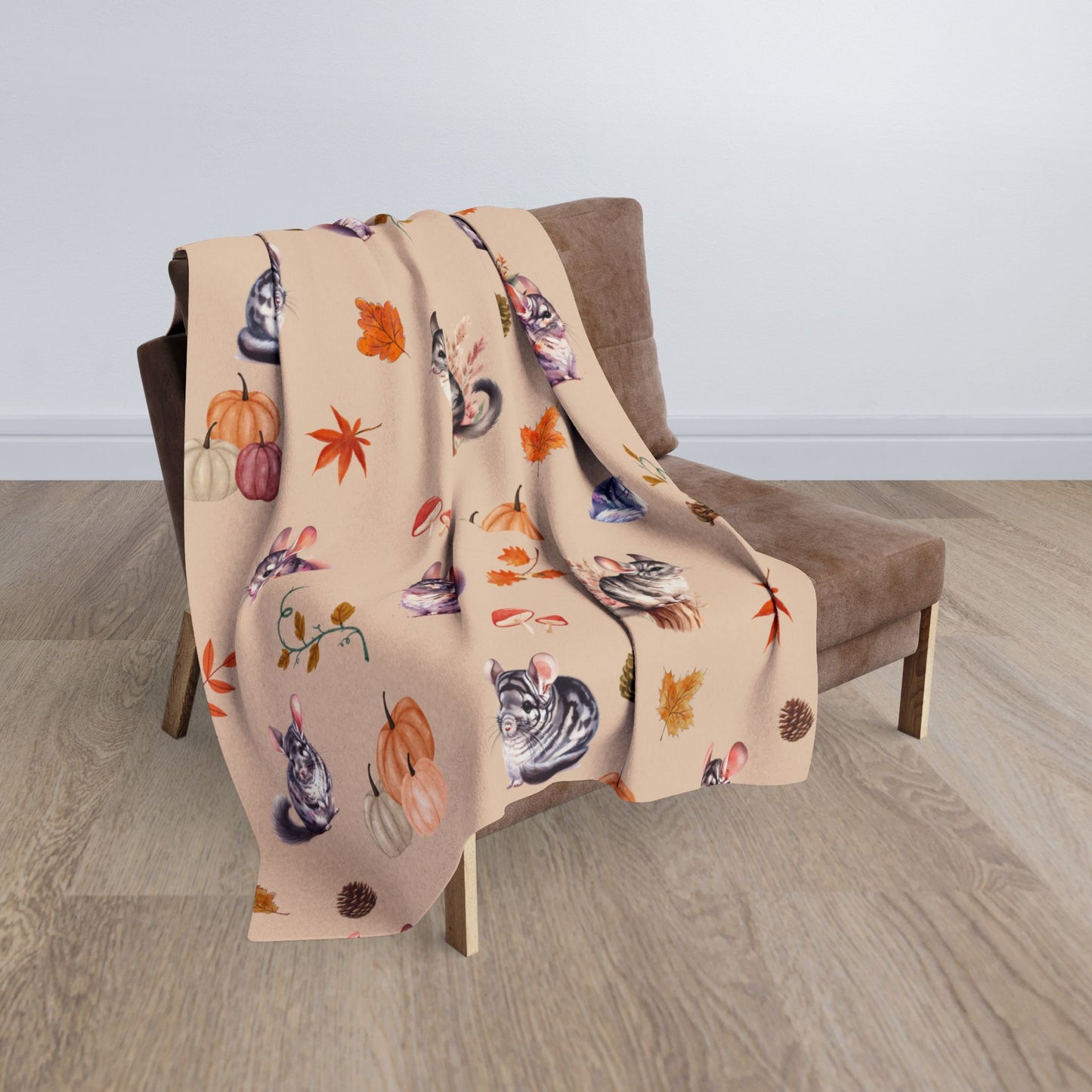 Chinchilla Themed Fleece Blanket, Warm Autumn Decor, Snuggle Blanket, Autumn Blanket, Home Comfort