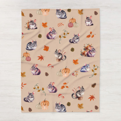 Chinchilla Themed Fleece Blanket, Warm Autumn Decor, Snuggle Blanket, Autumn Blanket, Home Comfort