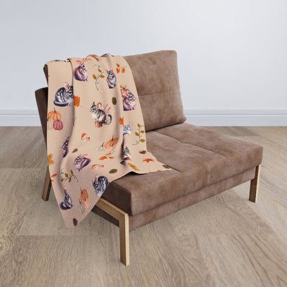 Chinchilla Themed Fleece Blanket, Warm Autumn Decor, Snuggle Blanket, Autumn Blanket, Home Comfort