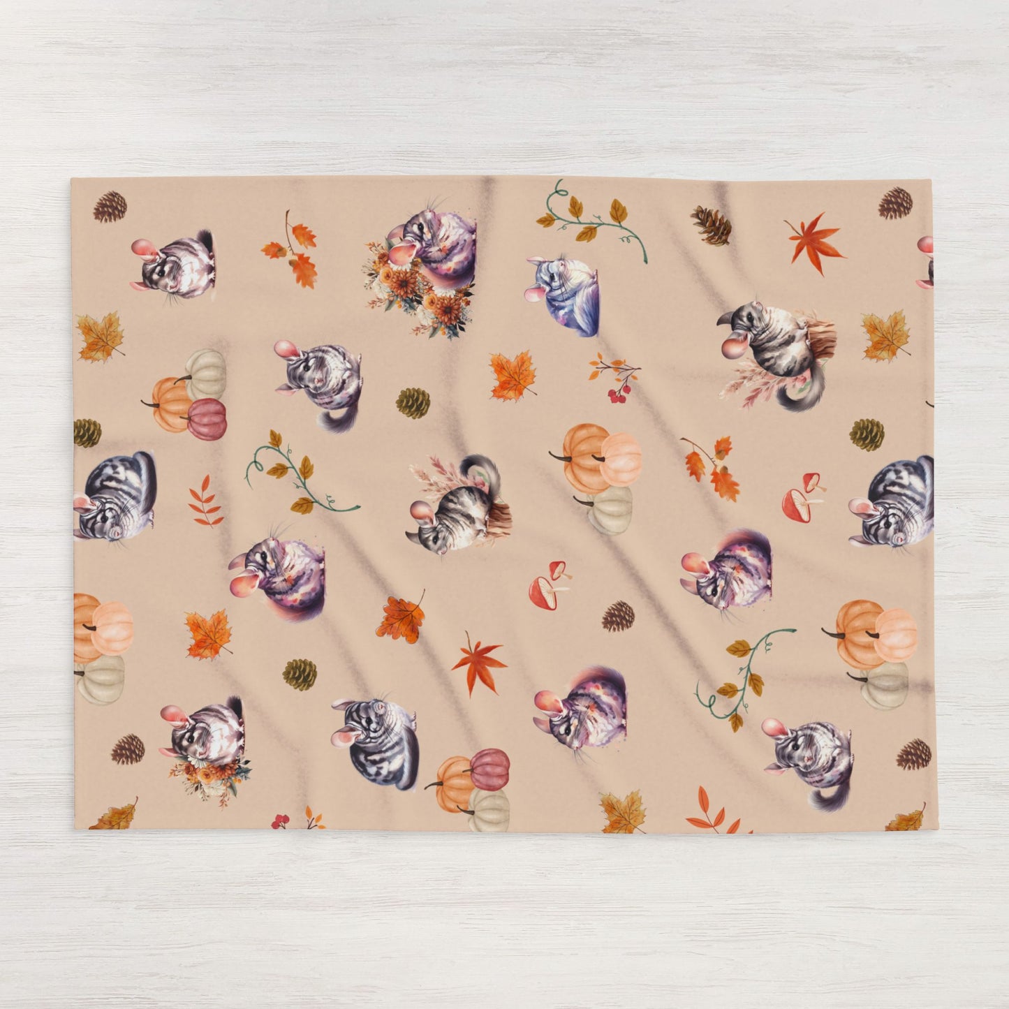 Chinchilla Themed Fleece Blanket, Warm Autumn Decor, Snuggle Blanket, Autumn Blanket, Home Comfort