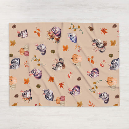 Chinchilla Themed Fleece Blanket, Warm Autumn Decor, Snuggle Blanket, Autumn Blanket, Home Comfort