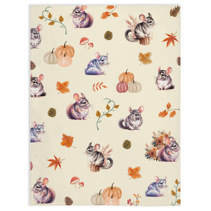 Cozy Autumn Sherpa Blanket with Adorable Chinchilla Design