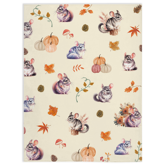 Cozy Autumn Sherpa Blanket with Adorable Chinchilla Design