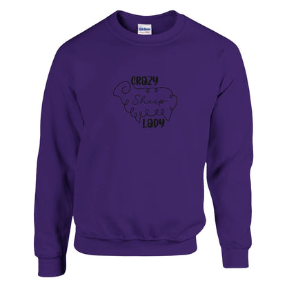 Crazy sheep lady sweatshirt purple