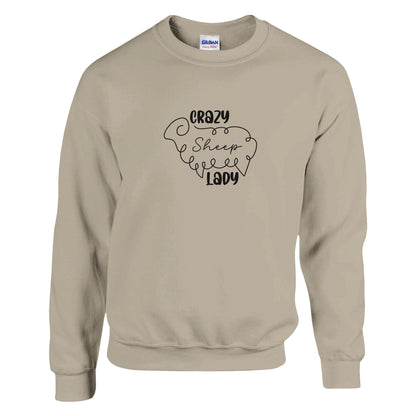 Crazy sheep lady sweatshirt taupe