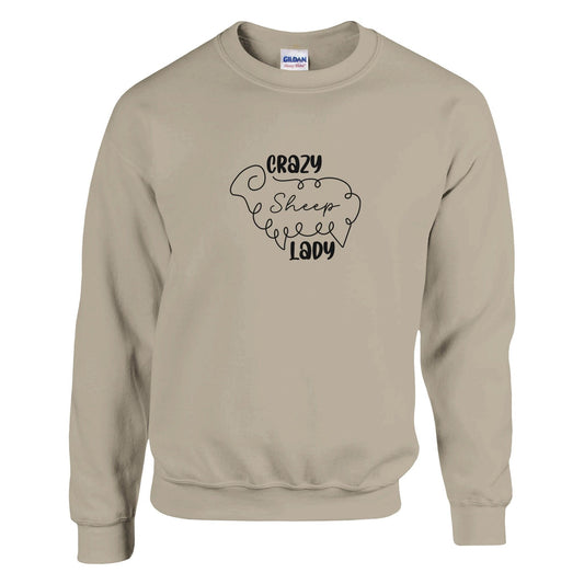 Crazy sheep lady sweatshirt taupe