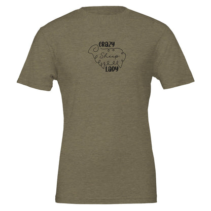 Crazy sheep lady t-shirt burgundy heather military green