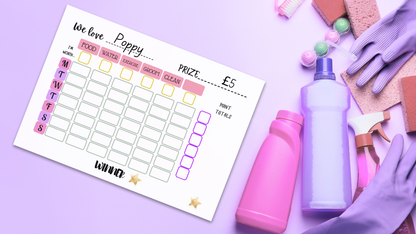 Girls’ Pet Chore Chart with Reward Points – Printable Weekly Responsibility Tracker